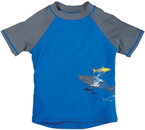 Sun Smarties Toddler Boys UPF 50+ Short Sleeve Shark Rash Guard 2T Blue, Gray