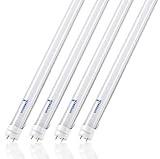 Hyperikon T8 T10 T12 LED Light Tube 4FT, 18W (40W-50W Equiv.), Dual-End Powered, Ballast Bypass, F48T8 Fluorescent Replacement, 2220 Lumens, 4000K, Frosted, Garage, Warehouse, Shop Light - 4 Pack