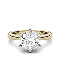Anillo de compromiso Moissanite by Charles & Colvard, redondo, de 0.315 in, 6 puntas, 1,90 cttw DEW