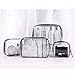 Kosiehouse 4 Pcs Clear Waterproof Makeup Cosmetic Bag, PVC Zippered Carry on Toiletry Bag Quart Luggage Pouch Travel Wash Bag Accessories Organizer Bag Set for Women Men Vacation Bathroom