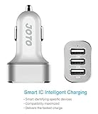 [ USB Car Charger ] JOTO 6.6A/33W 3 Ports USB Car Charger with Smart IC Intelligent High Speed Charging [Metal Series] - Portable Fast External Battery Pack Vehicle Charger compatible to Apple and Android devices (iPhone, iPad, Apple Watch, Samsung Galaxy, Galaxy S6, HTC M9, Nexus, Motorola, Nokia, Sony, MP3, GPS, Bluetooth Speaker and More) Mobile Smartphones and Tablets UNIVERSAL Portable Rapid Travel Charger, 3 USB Quick Car Charger Adapter [Silver / White]