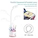 Desk Lamp Kids with Small Night Light LED USB Rechargeable Student Table Lamp Dimmable Eye-Caring Cute Study Computer Lamp for Office Dorm, Touch Control, Flexible Gooseneck, Phone & Pen Holder (Pink)
