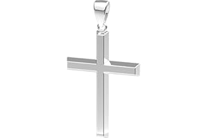 US Jewels Men's 50mm XL Heavy 2in 925 Sterling Silver Christian Angled Cross Pendant