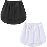 2 Pcs Adjustable Shirt Extender Layering Fake Lower Sweep Half Length Blouse Hem Mini Shirt Tail for Women Girls