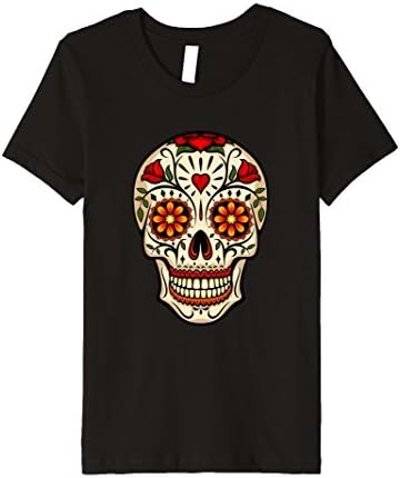 Kids Men's Women's Kids Flower Sugar Skull Costume T-Shirt 6 Black