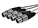 Monoprice 4-Channel XLR Male to XLR Female Snake Cable - 20 Feet - Black/Silver, Metal Connector Housings, Plastic and Rubber Cable Boots