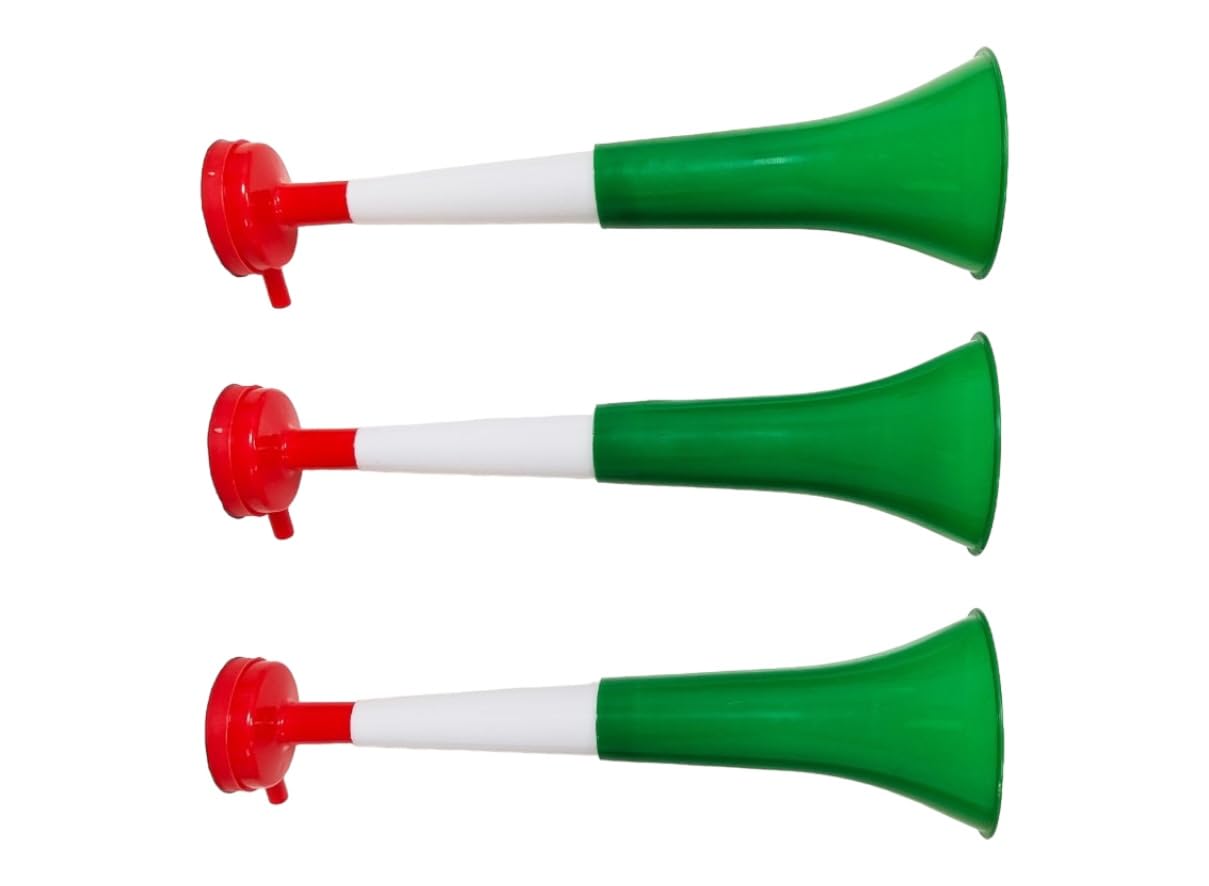 Pandiui23 Vuvuzela Two Body Trumpets - Accessory for Football and Sports Celebrations - Noisy Air Horn for Animation Ideal for Transportation (3 Products, Italy)