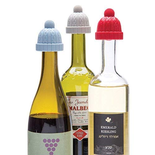 Beanie Cap Decorative Silicone Bottle Stopper in a gift box, Set of Two, Novelty Cork Replacement, Beverage and wine Keeper, champagne bottle stoppers by Monkey Business (See Color Options) - Thumbnail 6