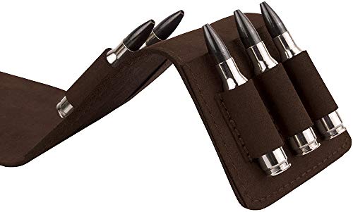 BronzeDog Genuine Leather Rifle Cartridge Holder Hunting Ammo Wallet Shotgun Shell Pouch .30-30 .308 .30-06 Caliber 5 Loops (Brown)