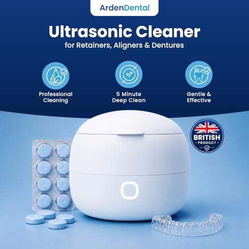 Ultrasonic Retainer Cleaner with UV-C Light for Aligners, Retainers, Dentures & Mouthguards – Daily Deep Cleaning Dental Appliance Machine Portable, Easy to Use at Home & Travel