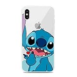Ultra Slim Soft TPU Transparent Blue Stitch Case for iPhone XR 6.1 Inch 2018 Shockproof Smooth Lilo Walt Disney Cartoon Cute Chic Lovely Clear Fun Cool Girls Women Teens Kids Daughter