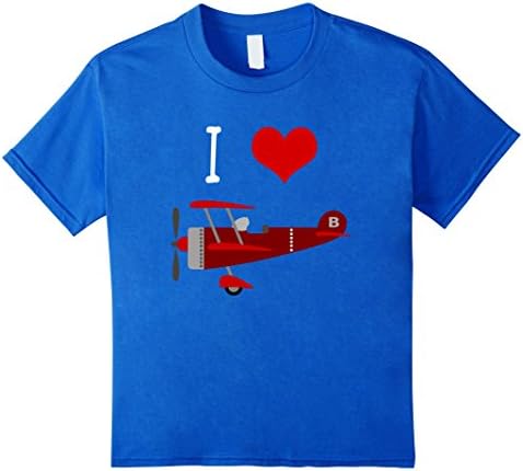 Kids I Heart Airplanes Love T Shirt for Little Boys and Toddlers 8 Royal Blue