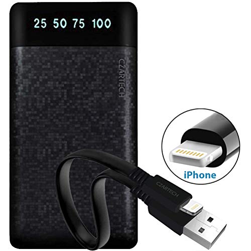 CZARTECH Power Bank 10000Mah with iPhone Power Bank Cable Compatible with iPhone, iPad, iPod