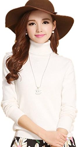 TissarLG Women Sweater Knitted Sweater Winter Pullover (S, White)
