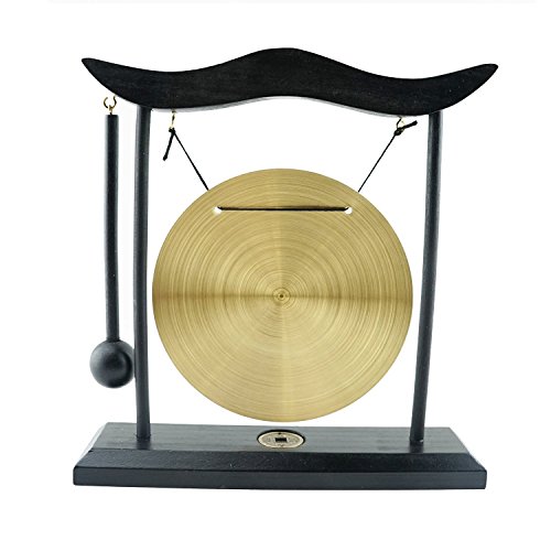 6goodeals, MULTI-SET Feng Shui Zen Art Brass Gong with Wooden Stand for Home Decor, Desktop Wind Chime ~ USA SELLER! (2, Dragon + Chinese Zodiacs)