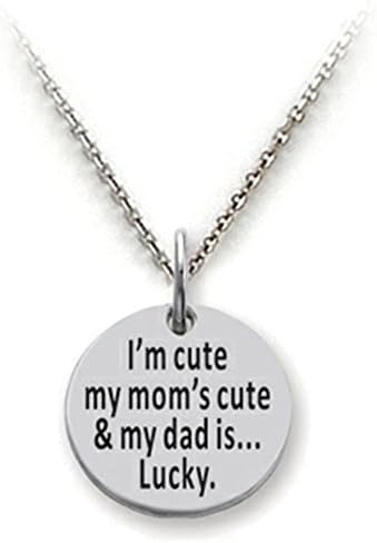 Stellar White Sterling Silver I'm Cute Disc Pendant Necklace w/Chain