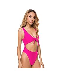 SARA SWIM traje de baño de una pieza con corbata frontal para dama