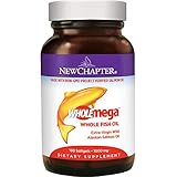 New Chapter Fish Oil Supplement - Wholemega Wild Alaskan Salmon Oil with Omega-3   Vitamin D3   Astaxanthin   Sustainably Caught - 180 Count