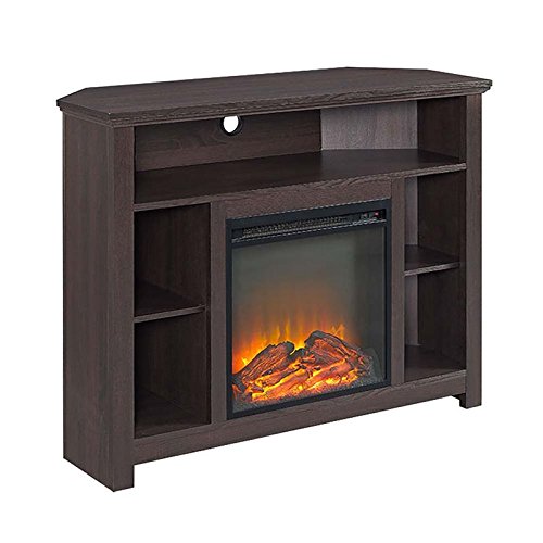 Pemberly Row 44" Wood Corner Fireplace TV Stand in Espresso Review