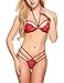 Avidlove Women's Sexy Strappy Lingerie Set Open Cup Halter Lace Babydoll Small Red