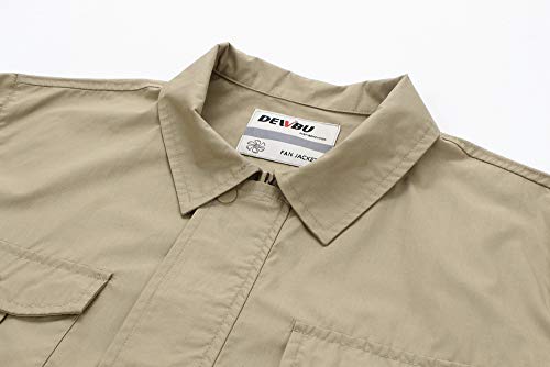 DEWBU Workwear Equipped Cooling Jacket Fan with Battery Pack for Summer Outdoors Air-Conditioned Clothes (Only Khaki Without Fan,Small) - Thumbnail 2
