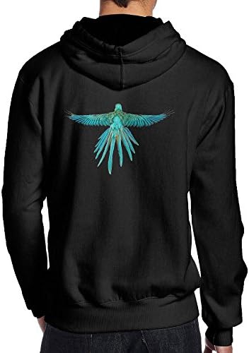 TIMENBT Mens Fashion Pullover Hoodie Cool Green Feather Parrot Wings Hooded Sweatshirts