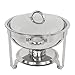 ZENY Round Chafing Dish Full Size 5 Quart Stainless Steel Deep Pans Chafer Dish Set Buffet Catering Party Events Warmer Serving Set Utensils w/Fuel Holder (1)