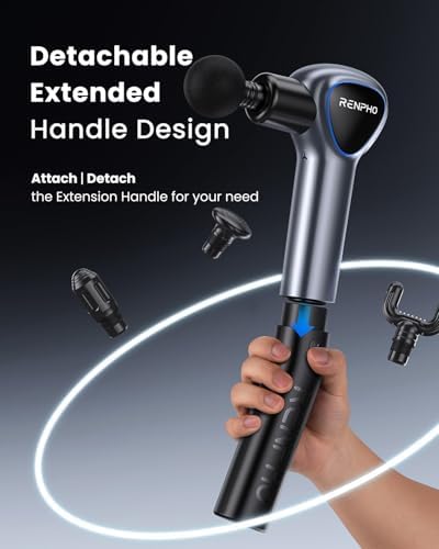 Reach Pistola de masaje con mango extensible, tejido profundo gris