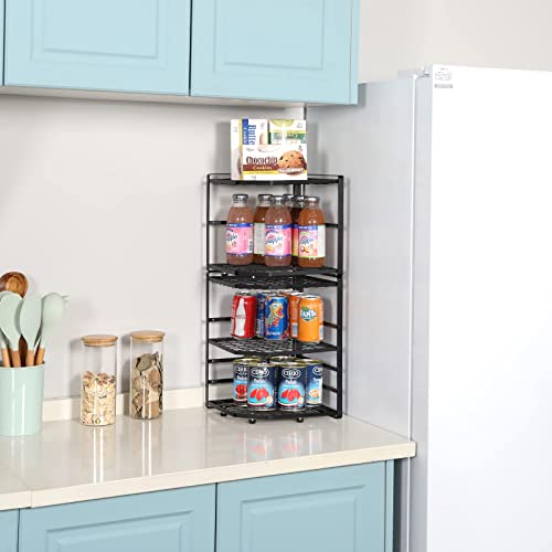 2 Pack Stackable Corner Shelf Stand, Height Adjustable Shelf Organizers, Countertop