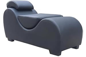 Kingway Yoga, Stretching, Relaxation Modern Faux Leather Living Room Curved Chaise Lounge, Large, Black (Yoga-L-Black)