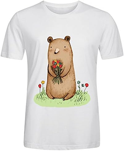 FORERIC Bear Bouquet Men T Shirts White