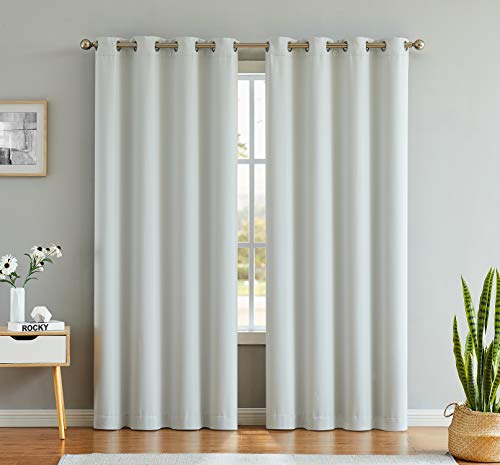 Meiying 96 Inch Curtains Solid White Thermal Insulated Grommet