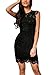Miusol Women's Retro Floral Lace Slim Evening Cocktail Mini Dress (Large, Black)