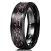 King Will GENTLEMAN 8mm Black and Red Carbon Fiber Inlay Tungsten Carbide Ring Engagement Wedding Band