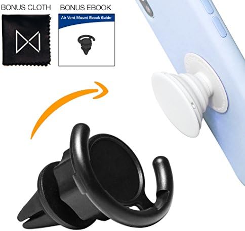 Namisam Pop Car Mount Air Vent Holder For Cell Phone Stand With Collapsible Grip - For Phones With Expanding Grip For Easier Navigation, Calling &amp; Music (Screen/Lens Cloth &amp; E-BOOK Guide Included)