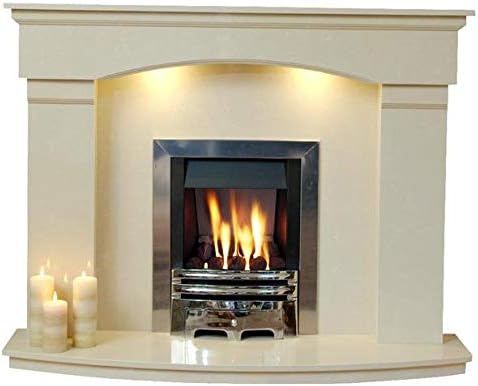 Marble Fireplace with Gas fire (54 inch Wide, Seinna Gold)