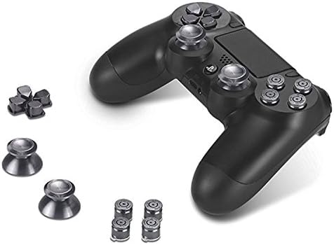 AMLLC Black PS4 Aluminum Replacement Bullet Buttons, D-Pad, Thumb Sticks