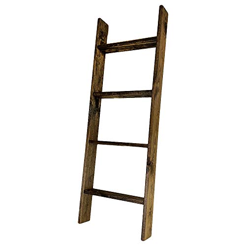 Blanket Ladder Shelf Rustic Farmhouse Home Decor Wooden 4 Foot, Made In The USA To Display Blankets, Quilts, Towels and Linens
