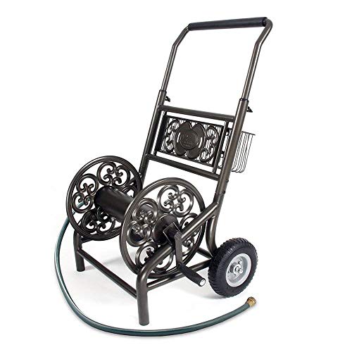 Liberty Garden 301 Never Flat 2-Wheel Decorative Garden Hose Reel Cart, Holds-200-Feet of 5/8-Inch Hose - Bronze