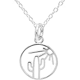 FLYINGTUTU Sterling Silver Cactus Charm Pendant Necklace, 18"