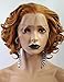 Anogol Hair Cap+Copper Red Lace Front Wig Short Bob Wigs Body Wave Auburn Orange Synthetic Hair Free Part For Women