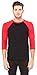 Bella 3200 Unisex 3 By 4 Sleeve Baseball Tee - Black & Red, Large