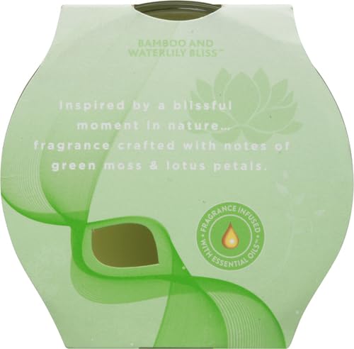 GLADE CANDLE BAMBOO & WATERLILY BLISS, FRAGRANCE CANDLE INFUSED WITH ESSENTIAL OILS, AIR FRESHENER CANDLE, 3-WICK CANDLE, 6.8 OZ