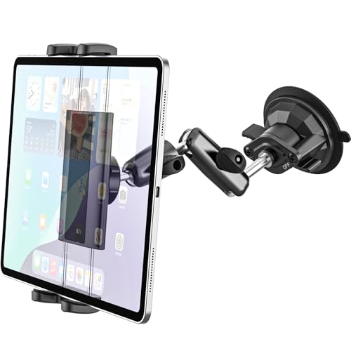 Dosvsi Car Windshield Tablet Holder, Strong Suction Cup Tablet Mount, 360° Rotation Truck Dashboard Tablet Holder for iPad Pro 13 12.9 11 9.7 Air Mini, iPad 10th, Galaxy Tab, iPhone, All 4-13" Tablet