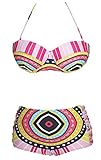 Yonas Women's Sweet Lolly Print Push Up High Waist Bikinis Swimwear(SIZE L)