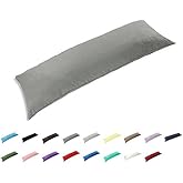 TAOSON 100% Cotton 300 Thread Count Body Pillow Cover Pillowcase Pillow Protector Cushion Cover with Zippers Only Cover No Insert (Dark Grey,21"x54")