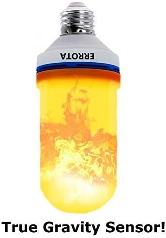 Flame Light Bulb BRAND NEW UPGRADED 2018 LED 3 Modes by ERROTA| CHECK VIDEO REVIEW! | Realistic Flickering Fire, Solid and Breathing Effect Lamp| Flameless True Gravity Sensor| E27 Base