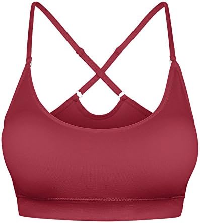 BA Women's Stretch Seamless Cut Out Strappy Sport Bras BURGUNDY