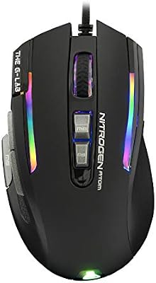 Kult NITROGEN Atom Mouse Gaming con Cable de Alto Rendimiento –Sensor Óptico 4800 dpi, RGB, 9 Botones Programables, Ultraligero, Ideal para MOBA/FPS – Compatible con PC/PS5/Xbox One – Negro