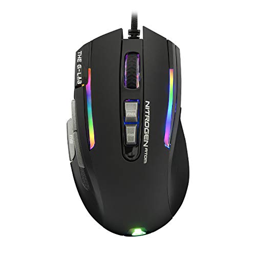 Kult NITROGEN Atom Mouse Gaming con Cable de Alto Rendimiento –Sensor Óptico 4800 dpi, RGB, 9 Botones Programables, Ultraligero, Ideal para MOBA/FPS – Compatible con PC/PS5/Xbox One – Negro